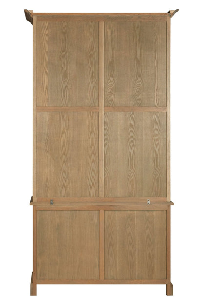 Cannes Oak Wood Tall Cabinet with Washed Grey Finish