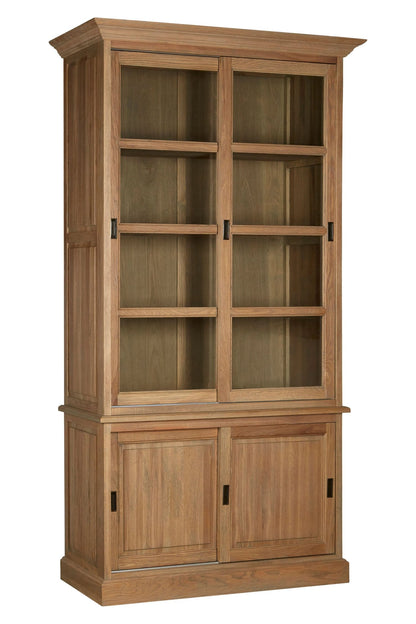 Cannes Oak Wood Tall Cabinet with Washed Grey Finish