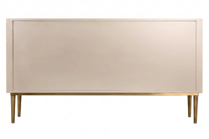 Portree Champagne Gold Finish Three Door Flute Detail Sideboard