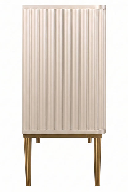Portree Champagne Gold Finish Three Door Flute Detail Sideboard