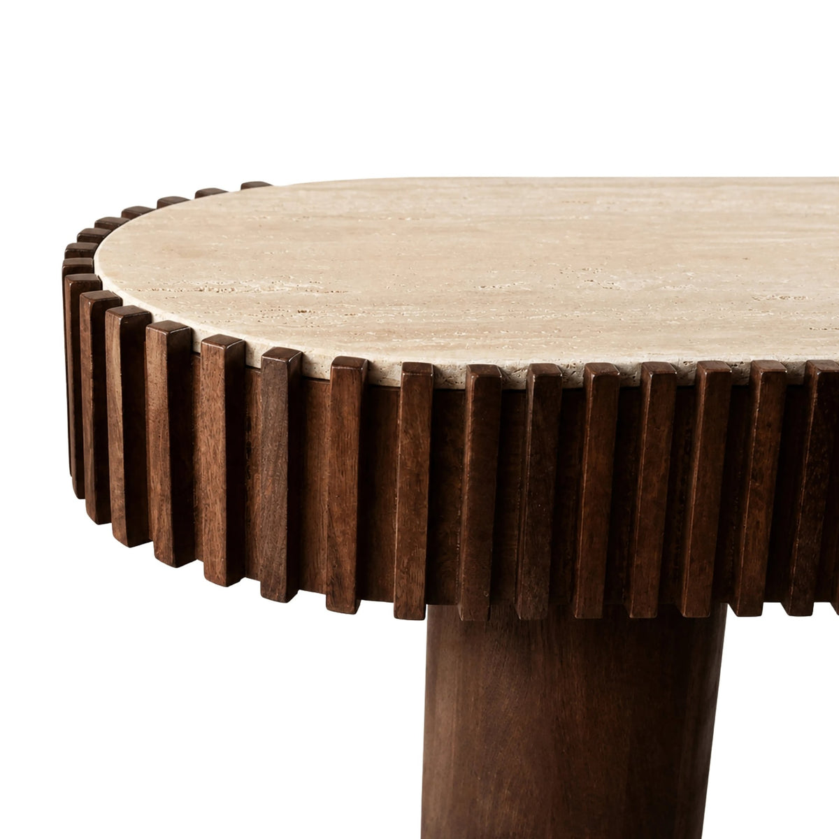 Prestbury Travertine and Mango Wood Curved Console Table