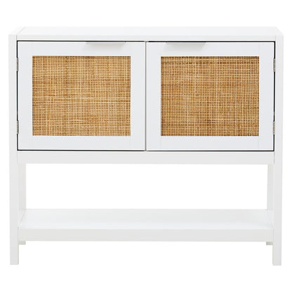 Como White Rattan Two Drawer Side Cabinet