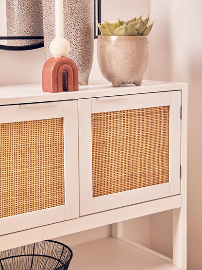 Como White Rattan Two Drawer Side Cabinet