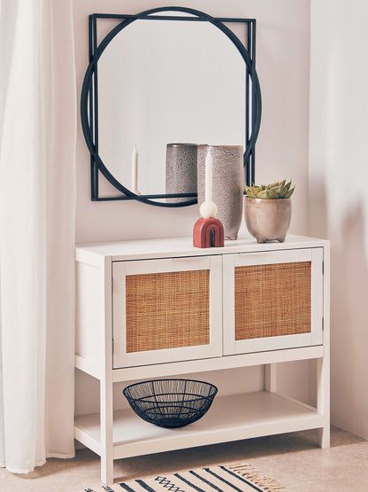 Como White Rattan Two Drawer Side Cabinet