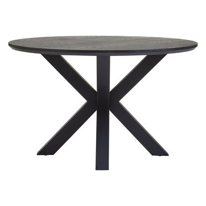 Sorrento Black Wood Veneer Round Dining Table With Metal Legs