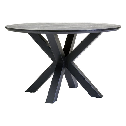 Sorrento Black Wood Veneer Round Dining Table With Metal Legs