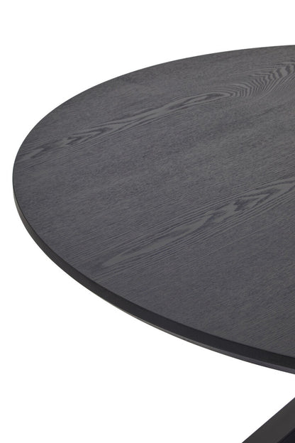 Sorrento Black Wood Veneer Round Dining Table With Metal Legs