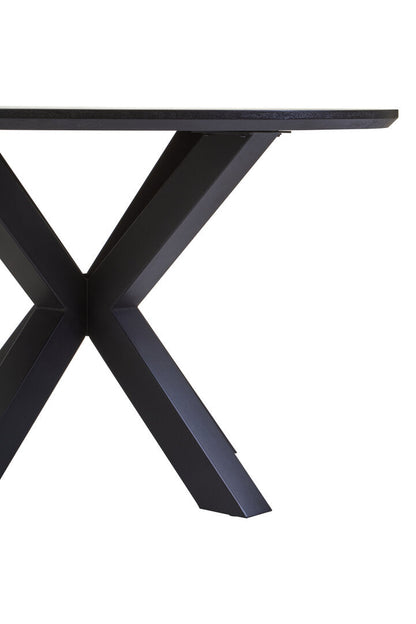 Sorrento Metal Legs Black Wood Veneer Round Dining Table 