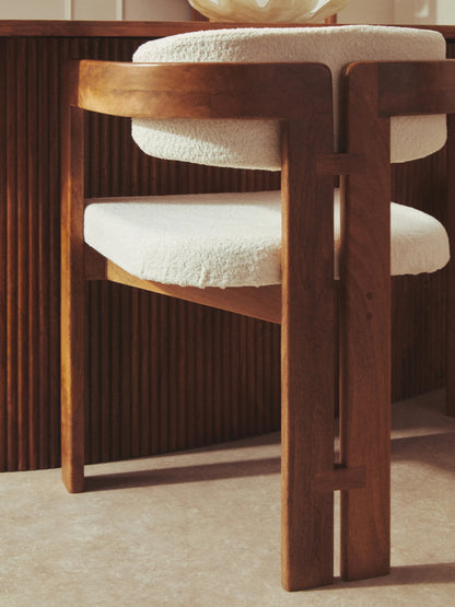 Stirling Boucle Fabric and Mango Wood Dining Chair