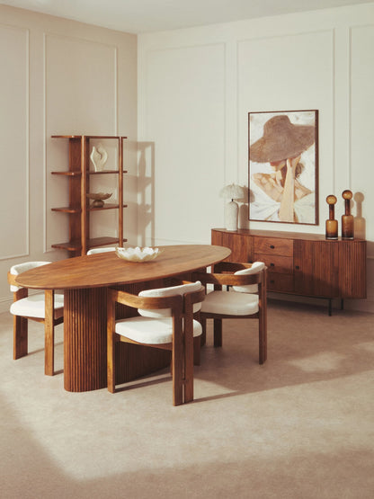 Stirling Boucle Fabric and Mango Wood Dining Chair