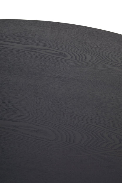 Sorrento Black Wood Veneer Round Dining Table With Metal Legs