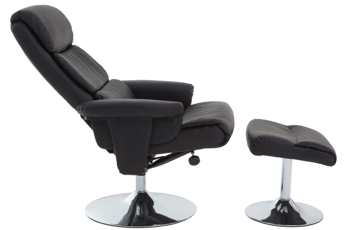 Nantwich Leather Effect Reclining Chair with Footstool 