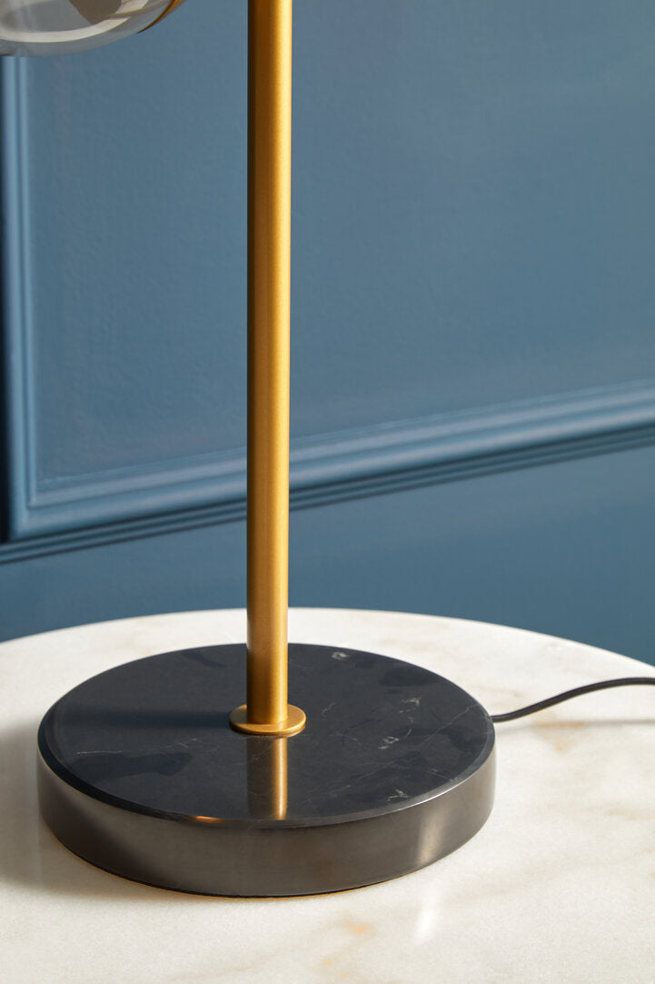 Siena Two Light Gold and Black Marble Table Lamp