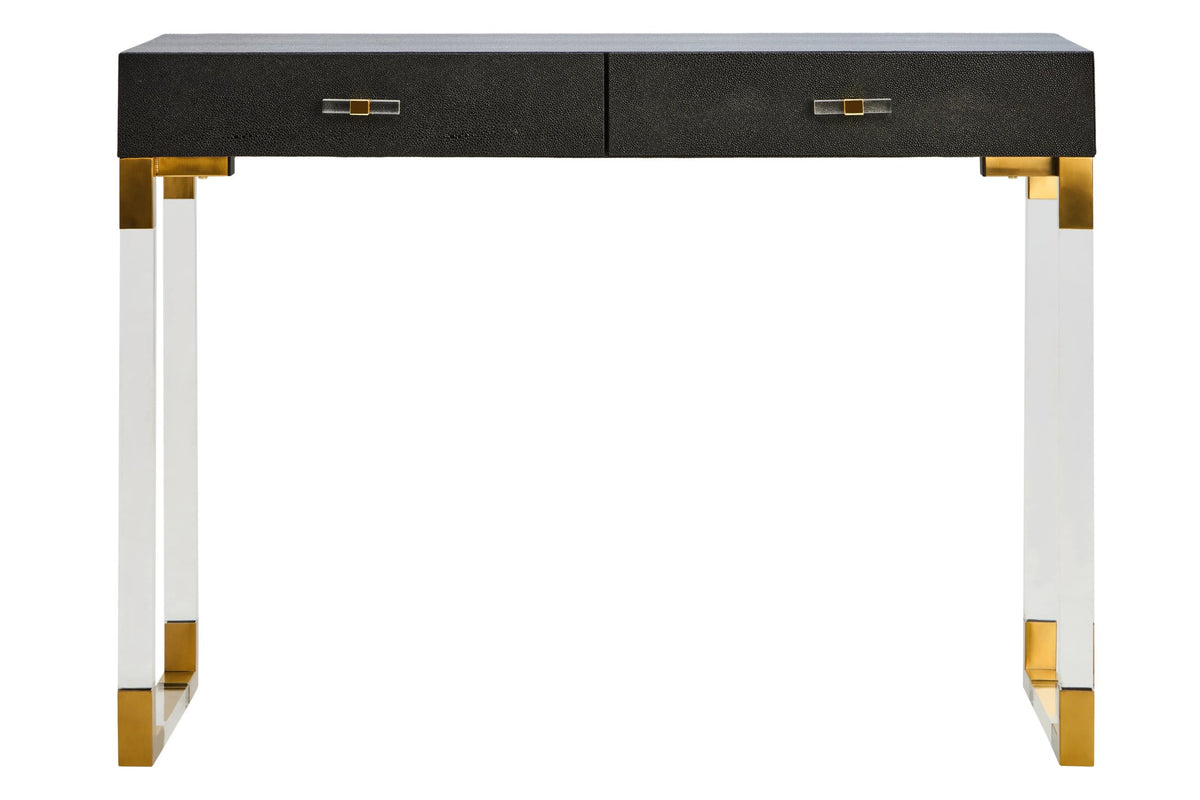 Ashbourne Black Shagreen Effect 2 Drawer Console Table