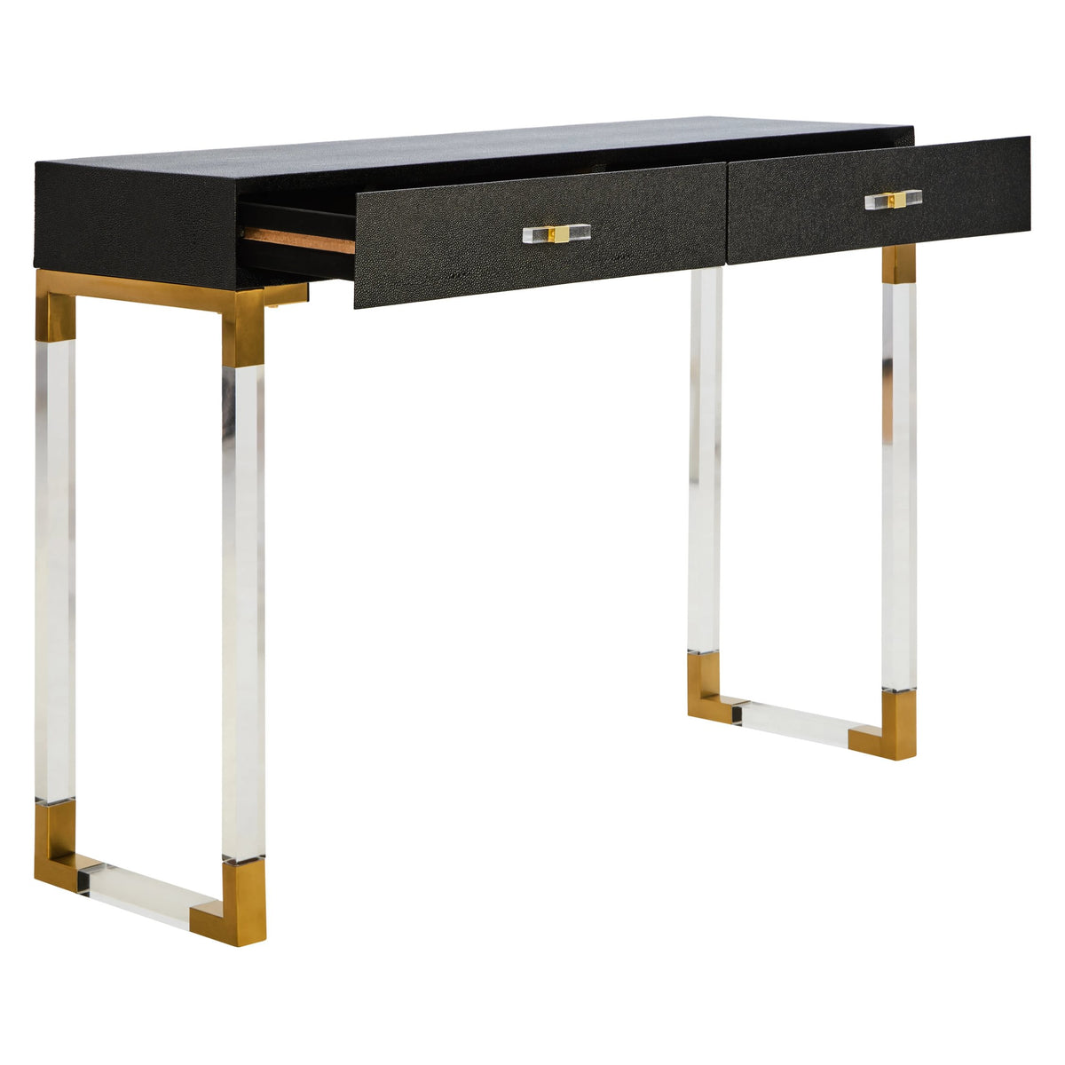 Ashbourne Black Shagreen Effect 2 Drawer Console Table