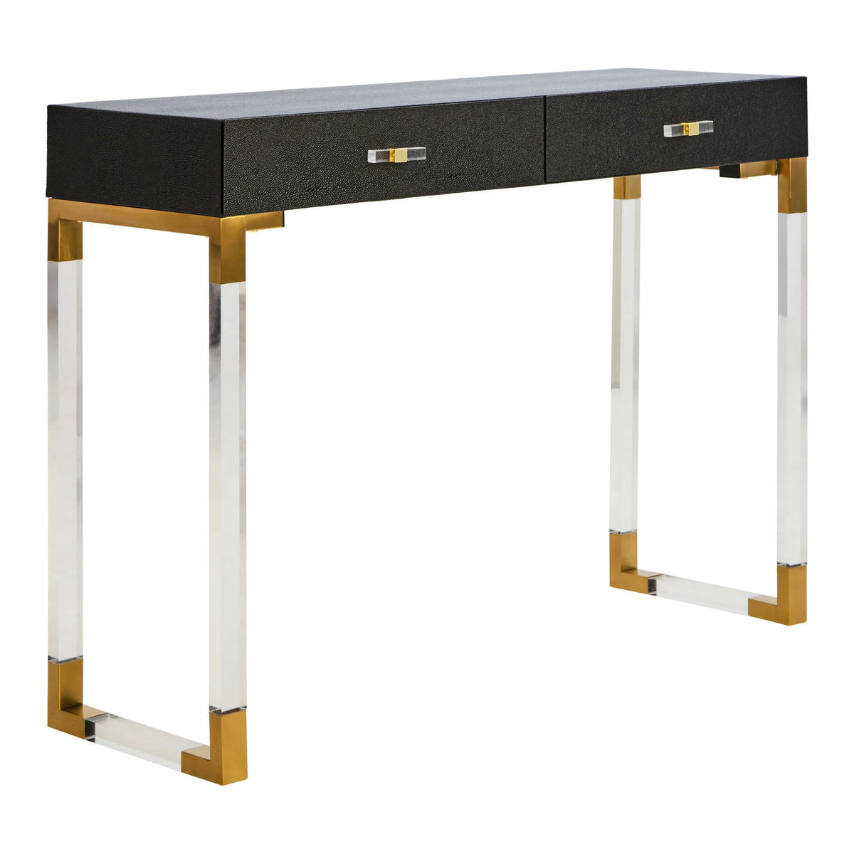 Ashbourne Black Shagreen Effect 2 Drawer Console Table