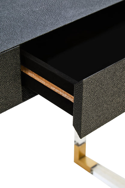 Ashbourne Black Shagreen Effect 2 Drawer Console Table