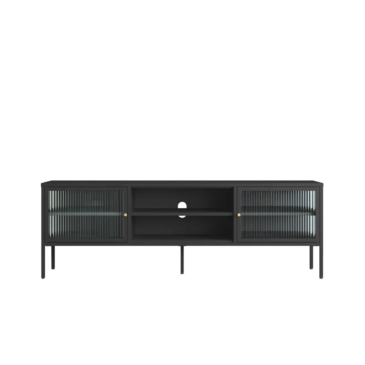 Ashford Metal Fluted Glass Door Media Unit #colour_black