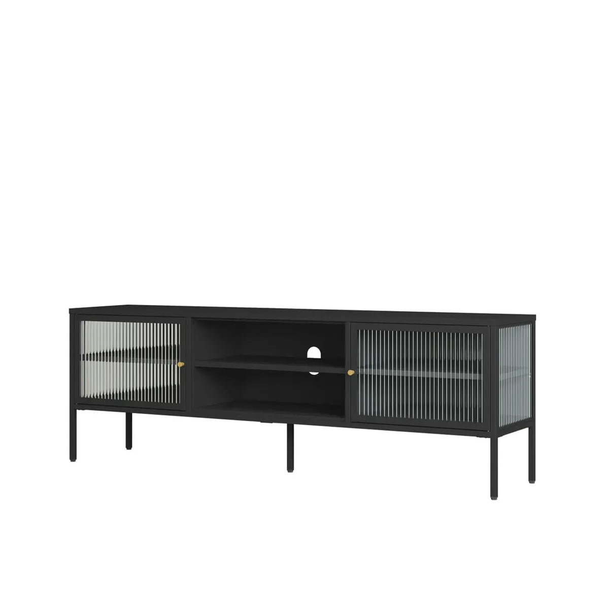 Ashford Metal Fluted Glass Door Media Unit #colour_black