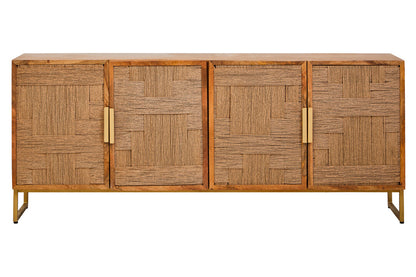 Carlton Mango Wood Paper Rope Detail Four Door Sideboard