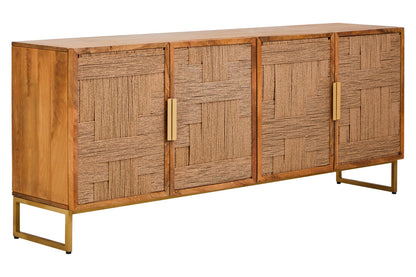 Carlton Mango Wood Paper Rope Detail Four Door Sideboard