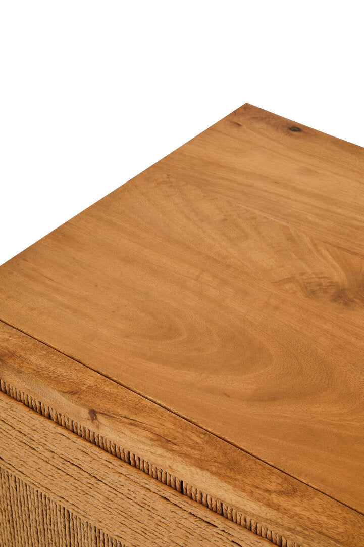 Carlton Mango Wood Paper Rope Detail Four Door Sideboard