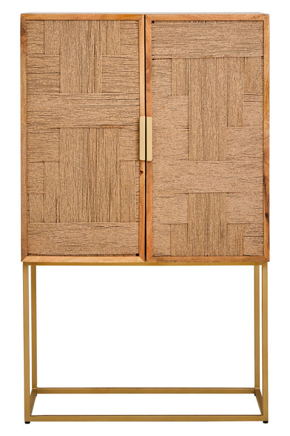 Carlton Paper Rope Detail Two Door Mango Wood Cabinet