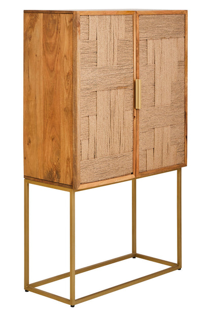 Carlton Paper Rope Detail Two Door Mango Wood Cabinet