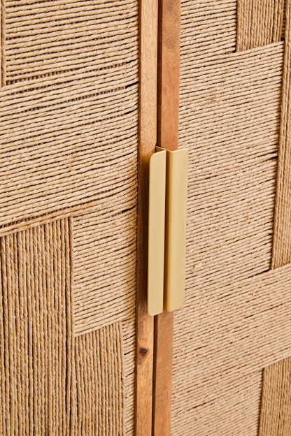 Carlton Paper Rope Detail Two Door Mango Wood Cabinet