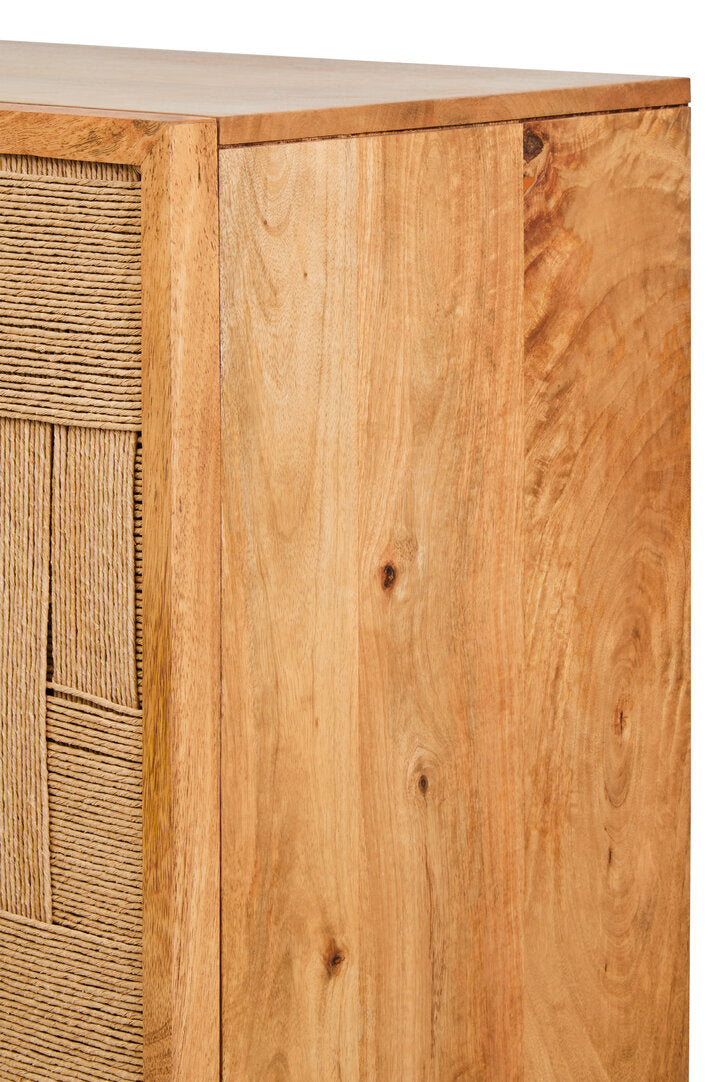 Carlton Paper Rope Detail Two Door Mango Wood Cabinet
