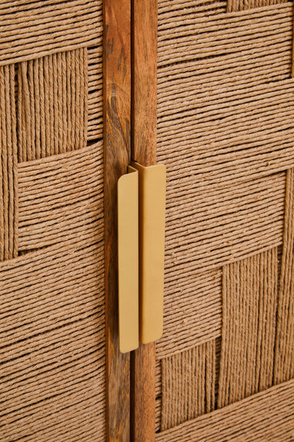 Carlton Mango Wood Paper Rope Detail Four Door Sideboard