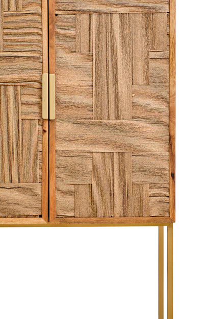 Carlton Paper Rope Detail Two Door Mango Wood Cabinet