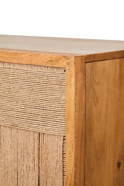 Carlton Paper Rope Detail Two Door Mango Wood Cabinet