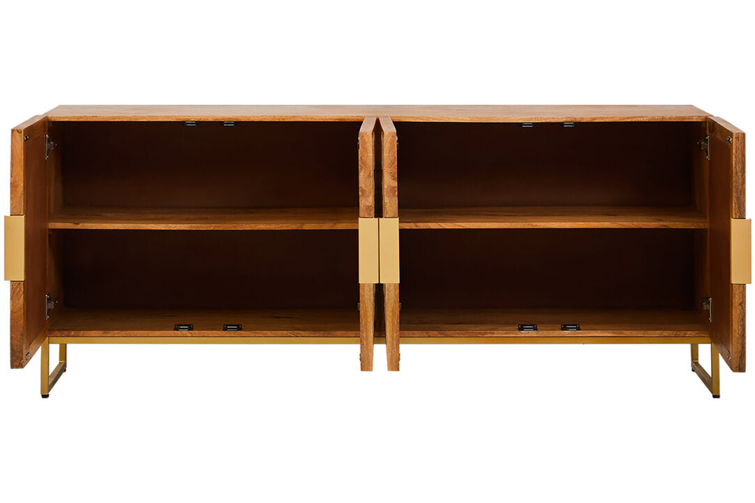 Carlton Mango Wood Paper Rope Detail Four Door Sideboard