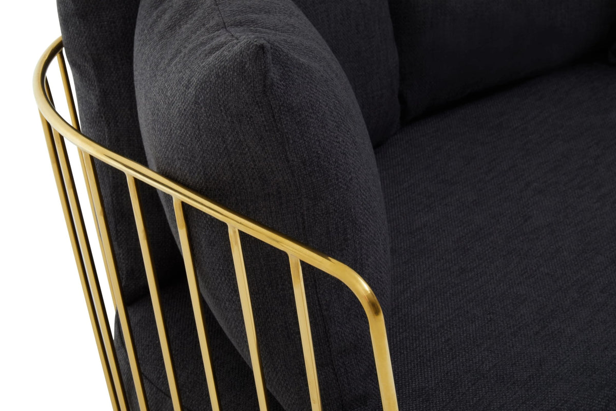 Devon Fabric and Gold Frame Seat Sofa 