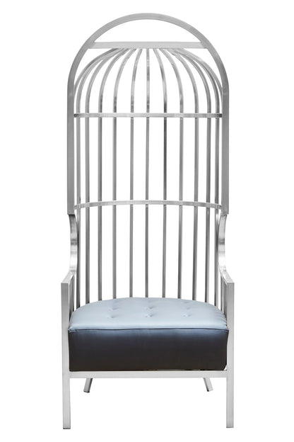 Notting Brushed Silver Finish Dome Cage Chair