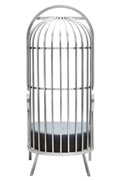 Notting Brushed Silver Finish Dome Cage Chair