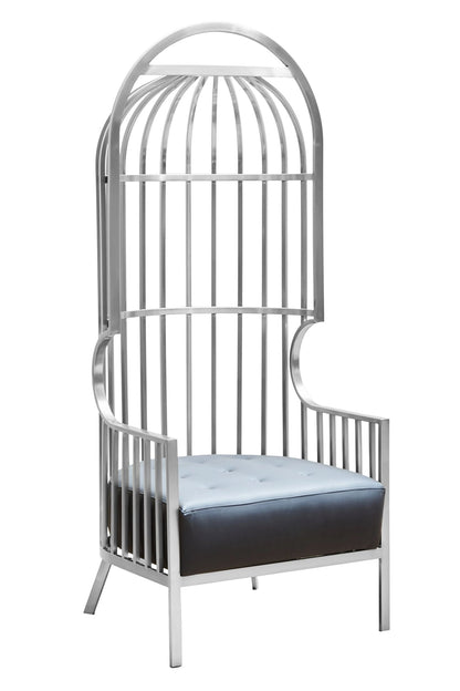 Notting Brushed Silver Finish Dome Cage Chair