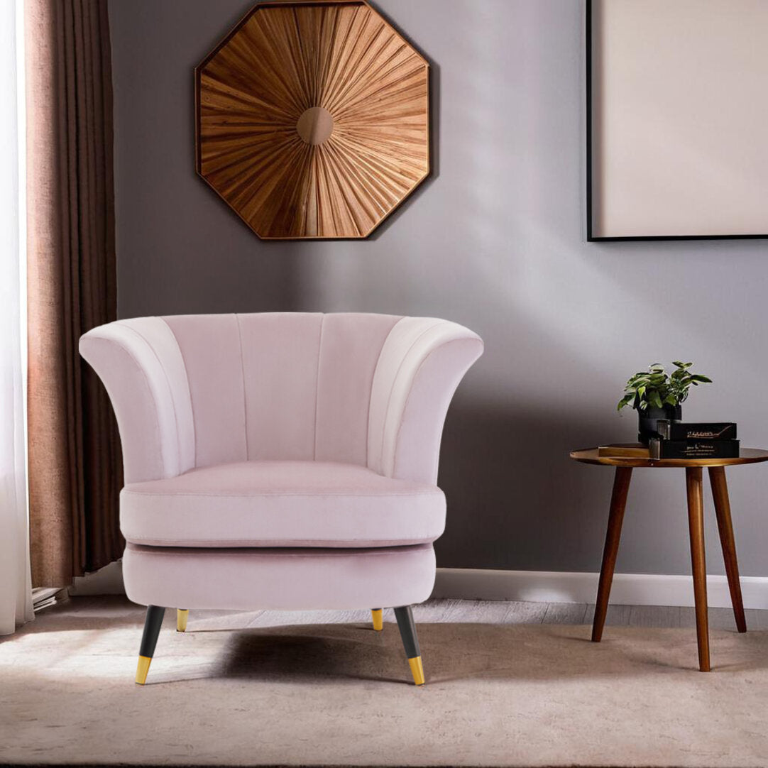 Regent Dusky Pink Velvet Curved Accent Chair