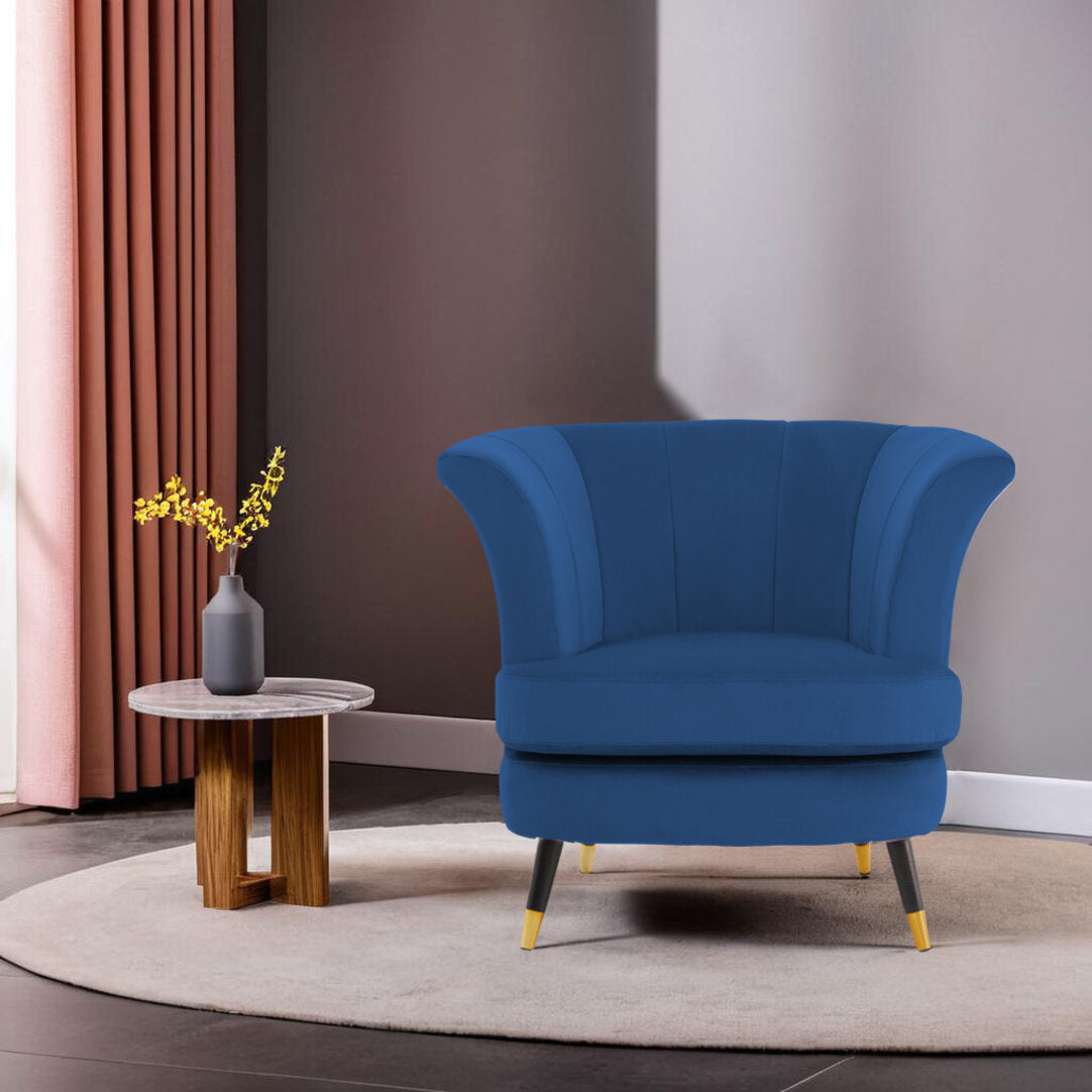 Regent Midnight Blue Velvet Curved Accent Chair