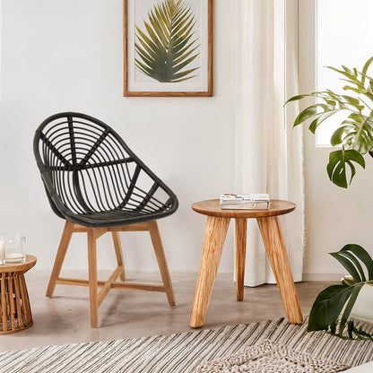 Cambridge Black Natural Rattan And Teak Chair