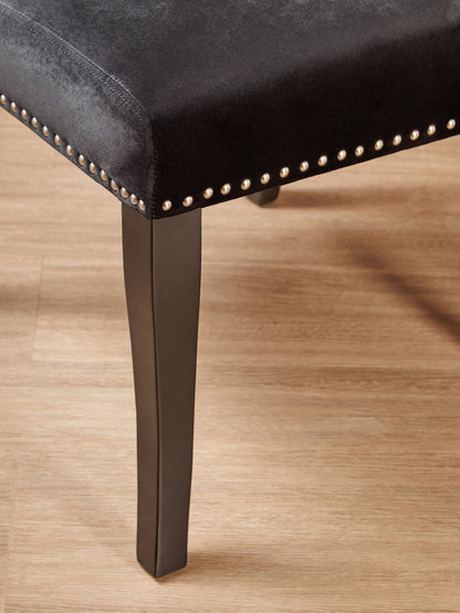 Vienna Townhouse Black Velvet Dining Chair with Dark Legs