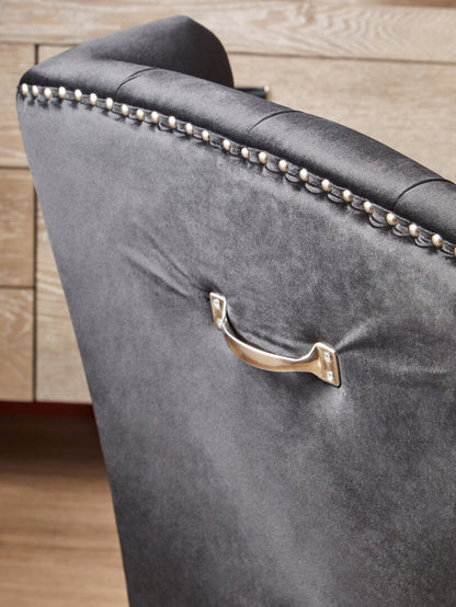 Vienna Townhouse Black Velvet Dining Chair with Dark Legs