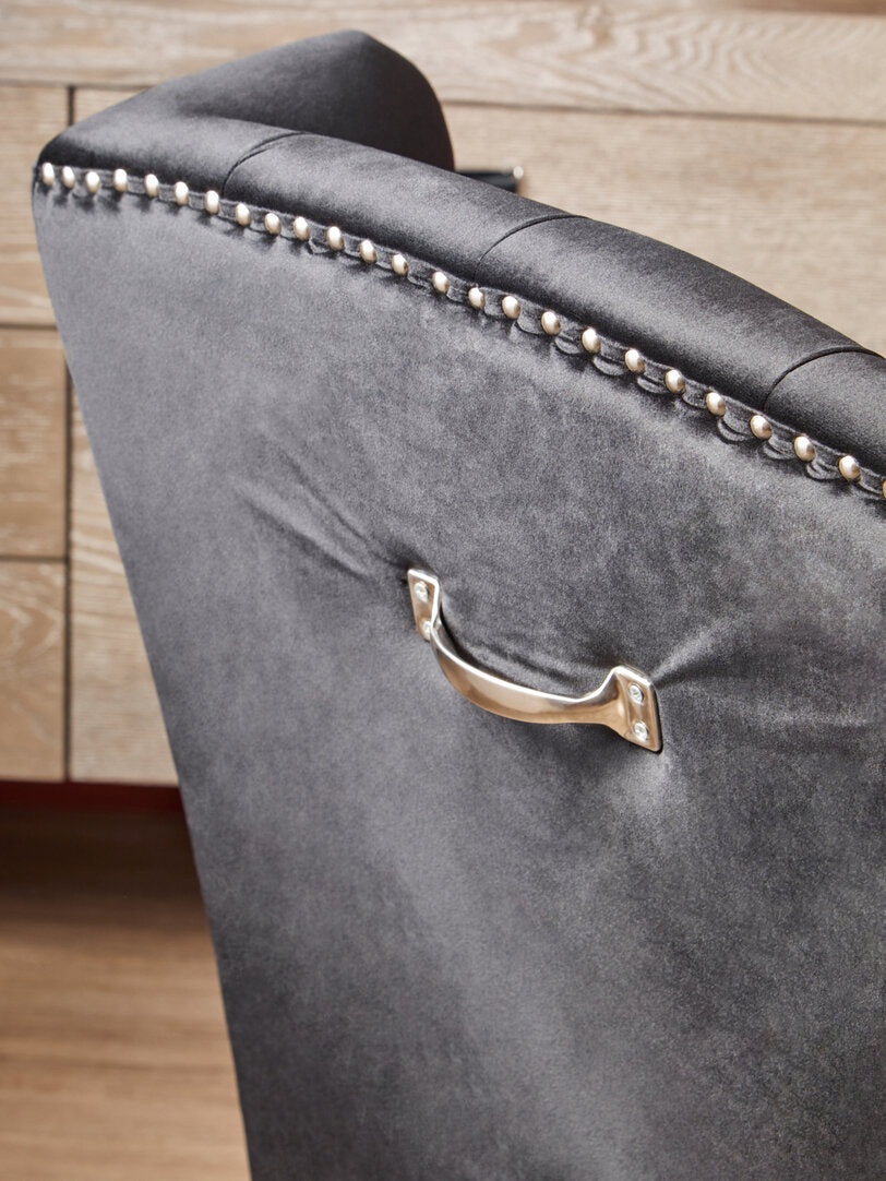 Vienna Townhouse Black Velvet Dining Chair with Dark Legs