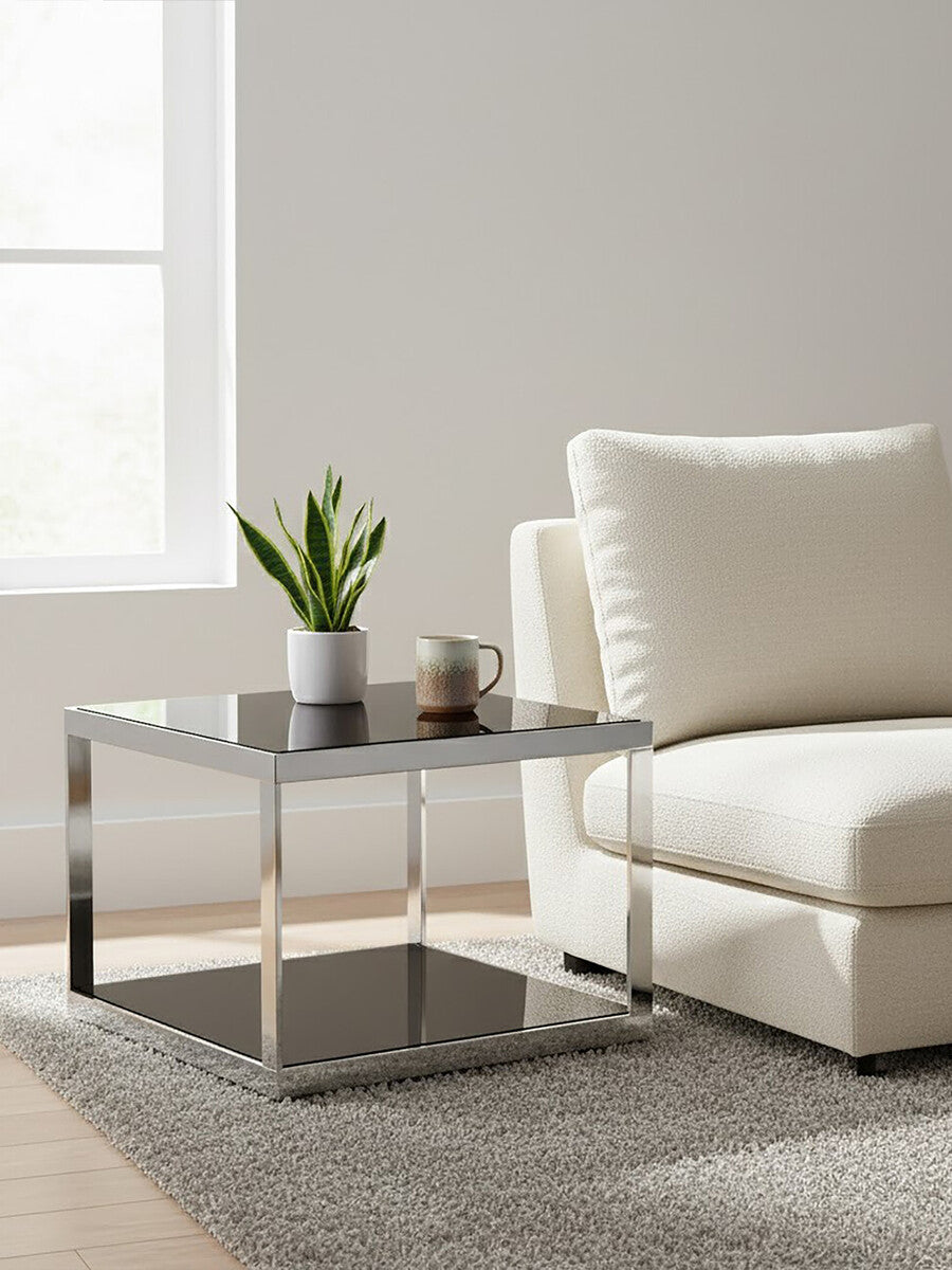 Monaco Square Coffee Table with Black Glass