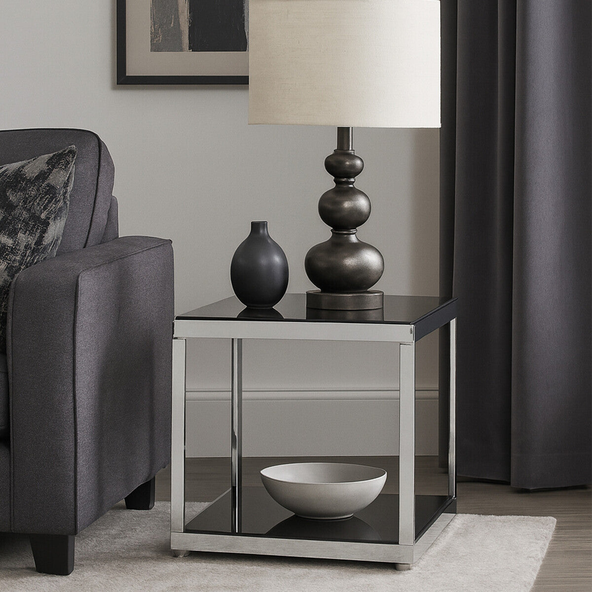 Monaco Square Coffee Table with Black Glass