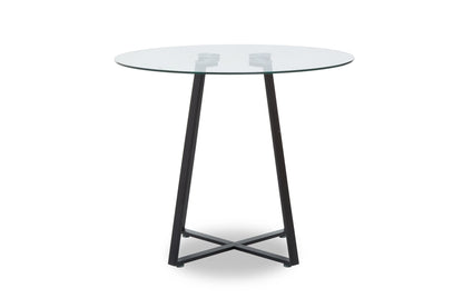 Halifax Round Glass Dining Table with Black Legs