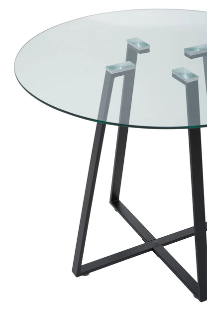 Halifax Round Glass Dining Table with Black Legs