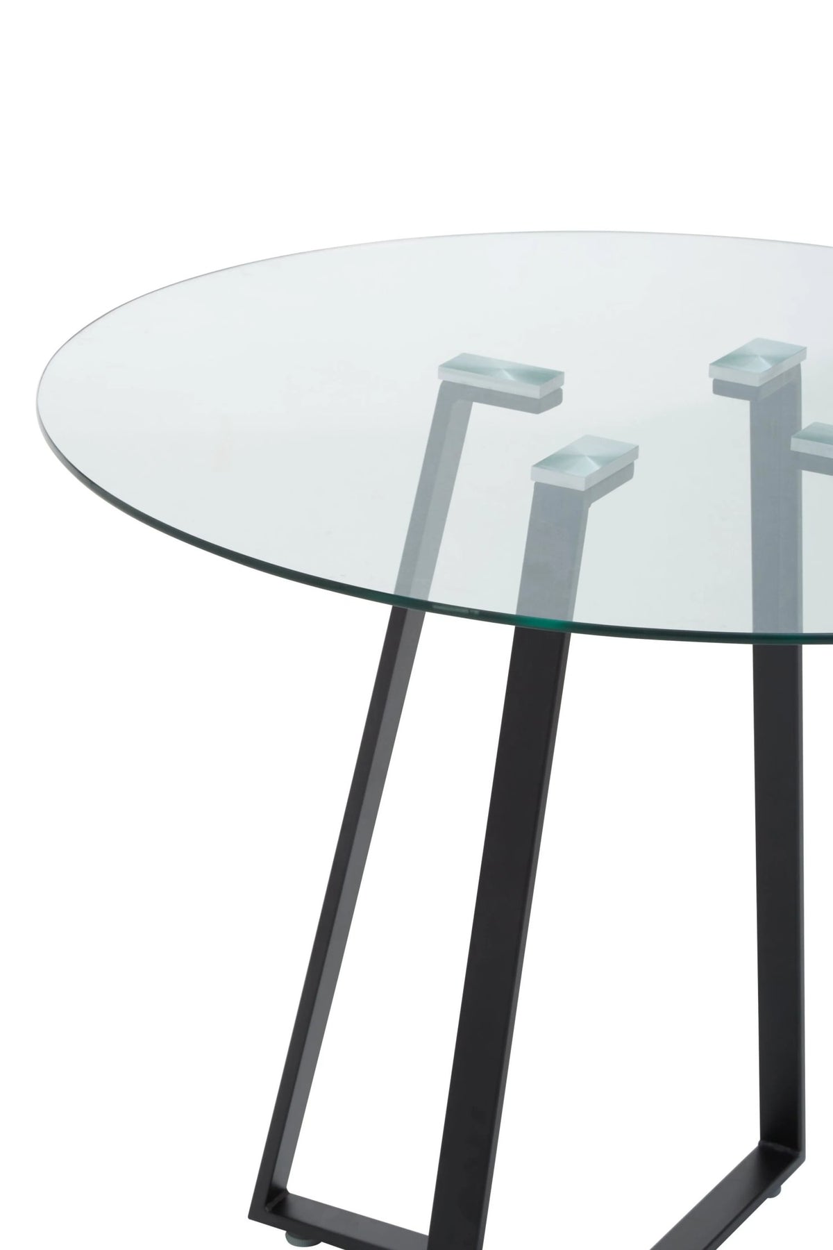 Halifax Round Glass Dining Table with Black Legs