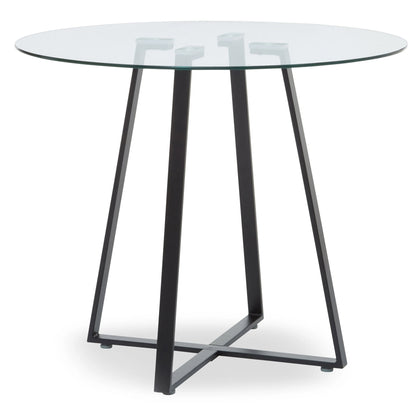 Halifax Round Glass Dining Table with Black Legs